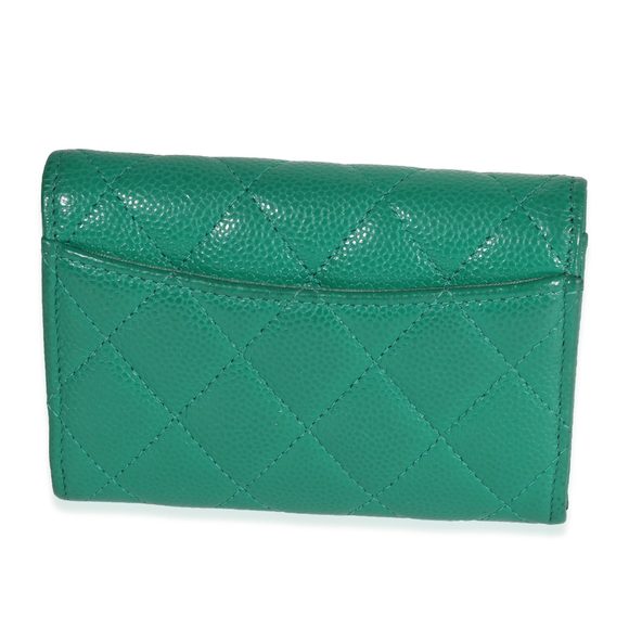 Chanel Emerald Quilted Caviar Flap Card Holder - Picture 3 of 7
